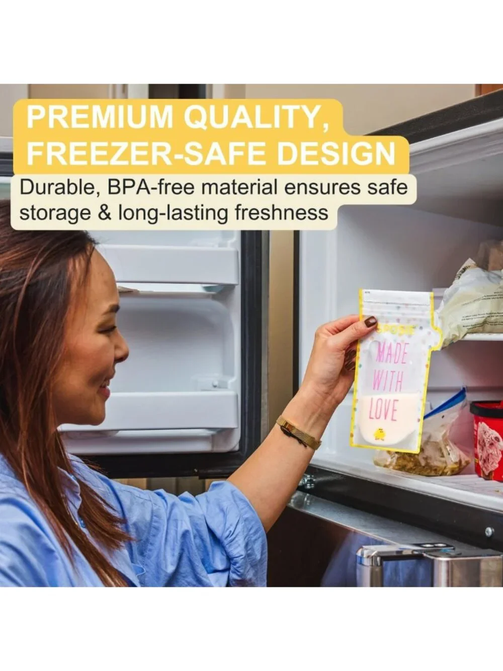 Breast Milk Storage Bags - 8oz, 100 Count | Leak-Proof, Freezer Safe, Easy Pour